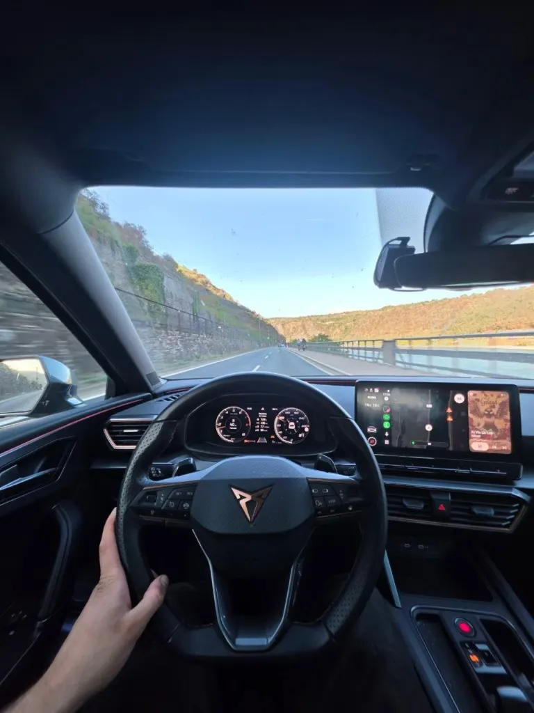 Cupra auf kurviger Strecke im Herbst